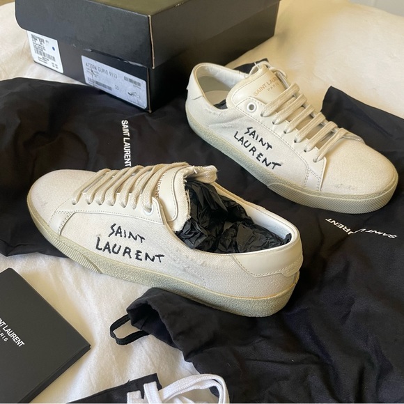 YSL Saint Laurent Court Classic Embroidered Sneakers - Picture 8 of 11